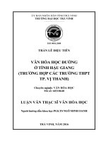 Văn hóa học đường ở tỉnh Hậu Giang (Trường hợp các trường THPT Tp. Vị Thanh)