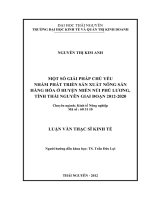 Một số giải pháp chủ yếu nhằm phát triển sản xuất nông sản hàng hóa ở huyện miền núi Phú Lương, tỉnh Thái Nguyên giai đoạn 2012-2020