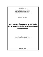 Hoạt động xét xử sơ thẩm vụ án hình sự của Tòa án nhân dân cấp tỉnh tại miền Đông Nam Bộ Việt Nam hiện nay (LA tiến sĩ)