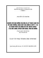 NGHIÊN cứu ẢNH HƯỞNG của mùa vụ, kỹ THUẬT CANH tác tới SINH TRƯỞNG, NĂNG SUẤT của GIỐNG cà rốt TI  103 và THÀNH PHẦN LOÀI ĐỘNG vật đất (MESO FAUNA) ở xã đức CHÍNH, HUYỆN cẩm GIÀNG, TỈNH hải DƯƠNG 
