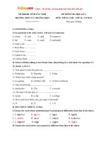 Đề kiểm tra học kỳ 1 môn Tiếng Anh 10 cơ bản  Trường THPT Lý Thường Kiệt