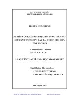 Nghiên cứu khả năng phục hồi rừng trên đất sau canh tác nương dẫy tại huyện Chợ Đồn, tỉnh Bắc Kạn