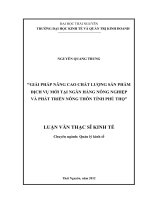Giải pháp nâng cao chất lượng sản phẩm dịch vụ mới tại Ngân hàng Nông nghiệp và Phát triển Nông thôn tỉnh Phú Thọ