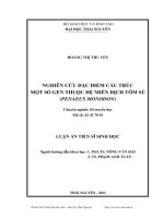 Nghiên cứu đặc điểm cấu trúc một số gen thuộc hệ miễn dịch tôm sú (PENAEUS MONODON)