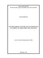 Xây dựng khung làm việc bảo vệ tính bí mật của thông tin trong điện toán đám mây