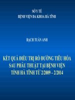 KẾT QUẢ điều TRỊ rò ĐƯỜNG TIÊU hóa SAU PHẪU THUẬT tại BỆNH VIỆN TỈNH hà TĨNH từ 22009 – 22014 
