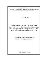 Giải pháp quản lý đổi mới chi ngân sách nhà nước trên địa bàn tỉnh Thái Nguyên