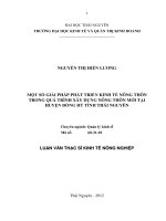 Một số giải pháp phát triển kinh tế nông thôn trong quá trình xây dựng nông thôn mới tại huyện Đồng Hỷ tỉnh Thái Nguyên