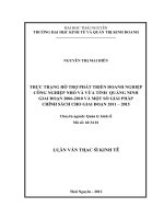 Thực trạng hỗ trợ phát triển doanh nghiệp công nghiệp nhỏ và vừa tỉnh Quảng Ninh giai đoạn 2006-2010 và một số giải pháp chính sách cho giai đoạn 2011-2015