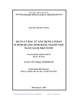 Quản lý đầu tư xây dựng cơ bản ở tỉnh Quảng Ninh bằng nguồn vốn ngân sách nhà nước