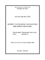 Số phức và ứng dụng vào giải toán phổ thông trung học