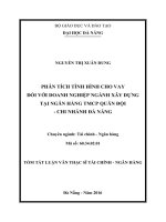 Phân tích tình hình cho vay đối với doanh nghiệp ngành xây dựng tại Ngân hàng TMCP Quân đội - Chi nhánh Đà Nẵn
