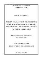 Nghiên cứu các nhân tố ảnh hưởng đến ý định sử dụng dịch vụ truyền hình MyTV của khách hàng cá nhân tại thành phố Đà Nẵng