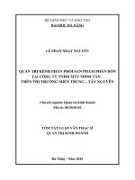 Quản trị kênh phân phối sản phẩm phân bón tại Công ty TNHH MTV Minh Tân trên thị trường miền Trung - Tây Nguyê