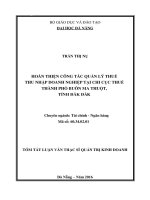 Hoàn thiện công tác quản lý thuế thu nhập doanh nghiệp tại Chi cục Thuế thành phố Buôn Ma Thuột, tỉnh Đắk Lắk