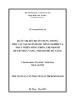 Quản trị rủi ro tín dụng trong cho vay tại Ngân hàng Nông nghiệp và Phát triển Nông thôn, chi nhánh huyện Hòa Vang, thành phố Đà Nẵng