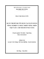 Quản trị rủi ro tín dụng tại Ngân hàng Nông nghiệp và Phát triển Nông thôn Việt Nam - Chi nhánh TP Đà Nẵng
