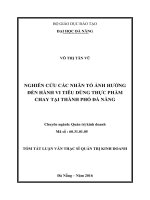 Nghiên cứu các nhân tố ảnh hưởng đến hành vi tiêu dùng thực phẩm chay tại thành phố Đà Nẵng