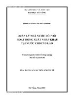 Quản lý nhà nước đối với hoạt động xuất nhập khẩu tại nước CHDCND Lào
