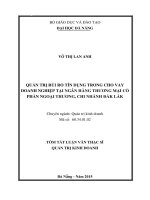Quản trị rủi ro tín dụng trong cho vay doanh nghiệp tại Ngân hàng Thương mại Cổ phần Ngoại Thương, chi nhánh Đắk Lắk