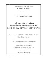 Hệ phương trình Diophant tuyến tính và một số dạng toán liên quan
