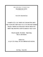 Nghiên cứu các nhân tố ảnh hưởng đến việc nắm giữ tiền mặt của các doanh nghiệp thuộc nhóm ngành dược phẩm niêm yết trên thị trường chứng khoán Việt Nam