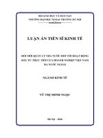 Đổi mới quản lý nhà nước đối với hoạt động đầu tư trực tiếp của doanh nghiệp Việt Nam ra nước ngoài (LA tiến sĩ)