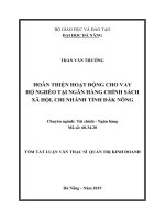 Hoàn thiện hoạt động cho vay hộ nghèo tại Ngân hàng Chính sách Xã hội, chi nhánh tỉnh Đắk Nông