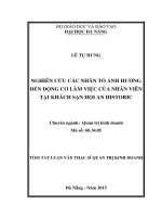 Nghiên cứu các nhân tố ảnh hưởng đến động cơ làm việc của nhân viên tại Khách sạn Hội An Historic