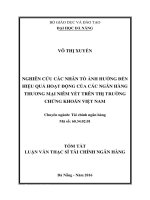 Nghiên cứu các nhân tố ảnh hưởng đến hiệu quả hoạt động của các ngân hàng thương mại niêm yết trên thị trường chứng khoán Việt Nam