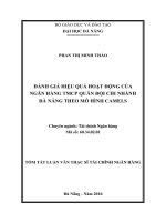 Đánh giá hiệu quả hoạt động của Ngân hàng TMCP Quân đội chi nhánh Đà Nẵng theo mô hình Camel