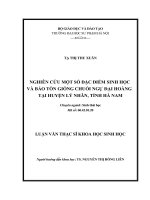 NGHIÊN cứu một số đặc điểm SINH học và bảo tồn GIỐNG CHUỐI NGỰ đại HOÀNG tại HUYỆN lý NHÂN, TỈNH hà NAM 