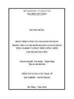 Hoàn thiện công tác bảo đảm tín dụng trong cho vay hộ kinh doanh tại Ngân hàng Nông nghiệp và Phát triển Nông thôn chi nhánh Hải Châ