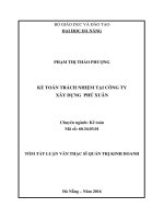 Kế toán trách nhiệm tại Công ty Xây dựng Phú Xuân