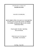 Hoàn thiện công tác quản lý chi thường xuyên Ngân sách Nhà nước tại Phòng Tài chính - Kế hoạch thị xã Gia Nghĩa tỉnh Đắk Nôn