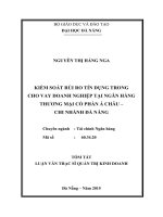 Kiểm soát rủi ro tín dụng trong cho vay doanh nghiệp tại Ngân hàng Thương mại Cổ phần Á Châu - Chi nhánh Đà Nẵn
