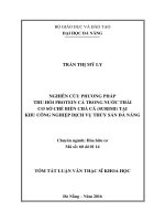 Nghiên cứu phương pháp thu hồi Protein cá trong nước thải cơ sở chế biến chả cá (Surimi) tại Khu công nghiệp Dịch vụ Thủy sản Đà Nẵng