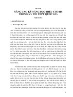 NÂNG CAO kỹ NĂNG đọc HIỂU CHO HS TRONG kỳ THI THPT QUỐC GIA