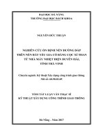 Nghiên cứu ổn định nền đường đắp trên nền đất yếu gia cố bằng cọc xỉ than từ nhà máy nhiệt điện Duyên Hải, tỉnh Trà Vin