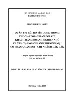 Quản trị rủi ro tín dụng trong cho vay ngắn hạn đối với khách hàng doanh nghiệp nhỏ và vừa tại Ngân hàng Thương mại Cổ phần Quân đội - Chi nhánh Đắk Lắk
