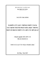Nghiên cứu quy trình chiết tách, xác định thành phần hóa học trong một số dịch chiết của rễ cây rẽ quạ