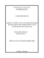 Nghiên cứu chiết tách và xác định thành phần hóa học trong một số dịch chiết của quả muồng Hoàng Yến tại Đà Nẵng
