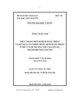 Thực trạng một số bệnh răng miệng và kết quả can thiệp phòng bệnh răng miệng ở trẻ 12 tuổi trường THCS Nguyễn DuThành phố Thái Nguyên (LV thạc sĩ)