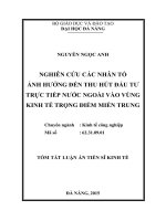 Nghiên cứu các nhân tố ảnh hưởng đến thu hút đầu tư trực tiếp nước ngoài vào Vùng kinh tế trọng điểm miền Trung