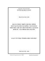Quản lí phát triển chương trình đào tạo ngành Tài chính  Ngân hàng theo học chế tín chỉ ở Trường Cao đẳng Kinh tế  Tài chính Thái Nguyên (LV thạc sĩ)