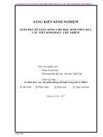 SÁNG KIẾN KINH NGHIỆM   GIÁO DỤC KĨ NĂNG SỐNG CHO HỌC SINH THCS QUA CÁC TIẾT SINH HOẠT  CHỦ NHIỆM