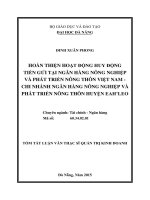 Hoàn thiện hoạt động huy động tiền gửi tại Ngân hàng Nông nghiệp và Phát triển Nông thôn Việt Nam - Chi nhánh Ngân hàng Nông nghiệp và Phát triển nông thôn huyện Eah''leo