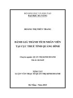 Đánh giá thành tích nhân viên tại Cục thuế tỉnh Quảng Bình