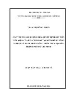 Các yếu tố ảnh hưởng đến quyết định gửi tiền của khách hàng cá nhân tại agribank chi nhánh phước kiển 