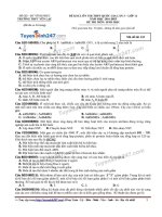 ĐỀ THI THỬ THPT QUỐC GIA MÔN SINH TRƯỜNG THPT YÊN LẠC VĨNH PHÚC